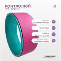 Колесо для йоги EasyFit TPE 33 см рожево-м'ятне