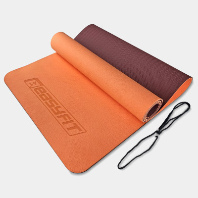 Килимок для йоги та фітнесу EasyFit TPE+TC 6 мм двошаровий персиковий-коричневий Килимок для йоги та фітнесу EasyFit TPE+TC 6 мм двошаровий персиковий-коричневий