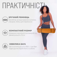 Килимок для йоги та фітнесу EasyFit TPE+TC 6 мм двошаровий помаранчевий-чорний