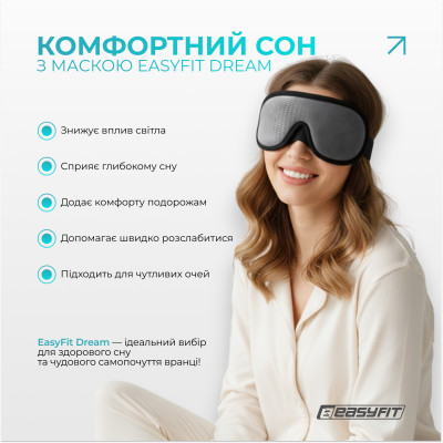 Маска для сну 3D EasyFit Dream з ефектом пам’яті (сіра)