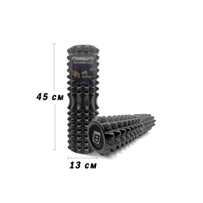 Масажний ролик EasyFit Solid Grid Roller 45 см v.2.2s чорний