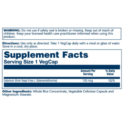 Селен, Solaray Selenium Yeast Free 100mcg - 90 vcaps
