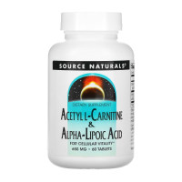 Ацетил Л-карнітин з Альфа-ліпоєвою кислотою, Acetyl L-Carnitine & Alpha-Lipoic Acid 650mg - 60 tabs