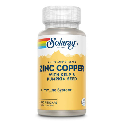 Цинк і мідь із бурими водоростями(Келп) та насінням гарбуза, Zinc Copper - 100 vcaps