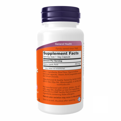 Альфа-ліпоєва кислота, Alpha Lipoic Acid 250 mg - 60 vcaps
