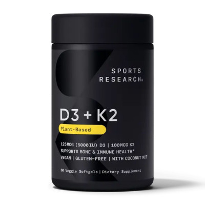 Д3 і К2, Vegan D3 5000iu + Vitamin K2 100mcg - 60 softgels