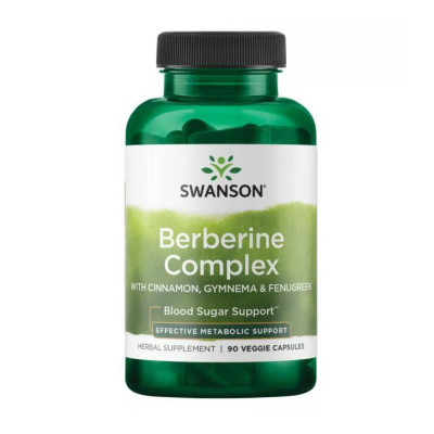 Комплекс берберину з корицею Гімнема та пажитником, Berberine Complex with Cinnamon Gymnema & Fenugreek - 90 vcaps