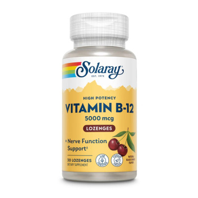 Вітамін Б12, Vitamin B-12 5000mcg - 30 льодяників з смаком вишні