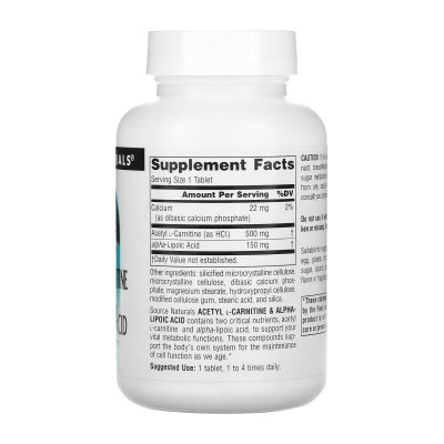 Ацетил Л-карнітин з Альфа-ліпоєвою кислотою, Acetyl L-Carnitine & Alpha-Lipoic Acid 650mg - 60 tabs