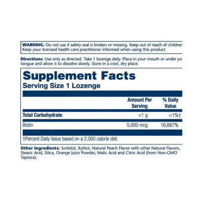 Біотин, Biotin 5000mcg - 60 lozenges