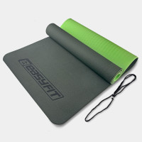Килимок для йоги та фітнесу EasyFit TPE+TC 6 мм двошаровий чорно-зелений