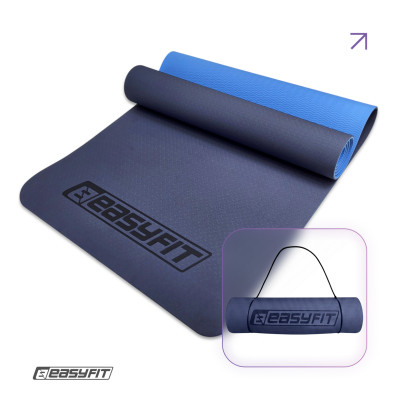 Килимок для йоги та фітнесу EasyFit TPE+TC 6 мм двошаровий синій-блакитний Килимок для йоги та фітнесу EasyFit TPE+TC 6 мм двошаровий синій-блакитний