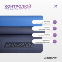 Килимок для йоги та фітнесу EasyFit TPE+TC 6 мм двошаровий синій-блакитний