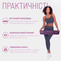 Килимок для йоги та фітнесу EasyFit TPE+TC 6 мм двошаровий фіолетовий-помаранчевий
