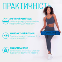 Килимок для йоги та фітнесу EasyFit TPE+TC 6 мм двошаровий + чохол синій-блакитний