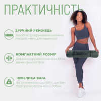 Килимок для йоги та фітнесу EasyFit TPE+TC 6 мм двошаровий чорно-зелений