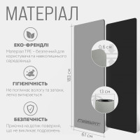 Килимок для йоги та фітнесу EasyFit TPE+TC 6 мм двошаровий + чохол сірий-чорний