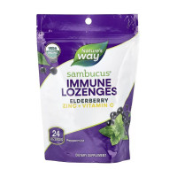 Льодяники з бузиною, Sambucus Organic Lozenges Mint - 24 cnt