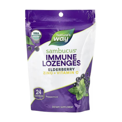 Льодяники з бузиною, Sambucus Organic Lozenges Mint - 24 cnt