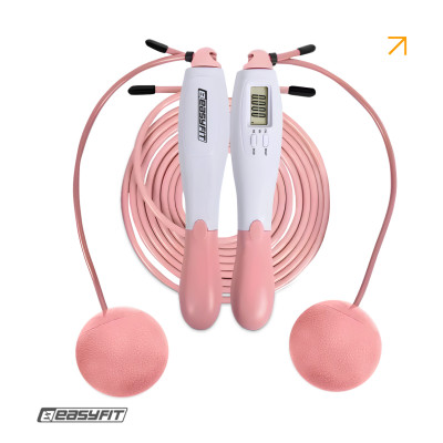 Скакалка без шнура EasyFit TwinRope з лічильником 2,8 м білий-рожевий Скакалка без шнура EasyFit TwinRope з лічильником 2,8 м білий-рожевий