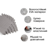 Татамі мат EasyFit 8 шт  (30х30х1 см) хвіст ластівки сірий
