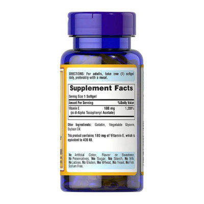 Вітамін Е, Vitamin E-180mg 400 IU - 100 softgels
