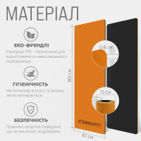 Килимок для йоги та фітнесу EasyFit TPE+TC 6 мм двошаровий + чохол помаранчевий-чорний