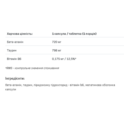 Бета Аланін, Beta-Alanine Endurance Max - 240 caps
