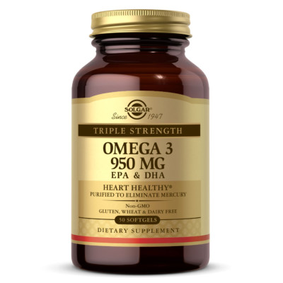 Омега-3, Triple Strength Omega-3 950 mg - 50 softgels Омега-3, Triple Strength Omega-3 950 mg - 50 softgels