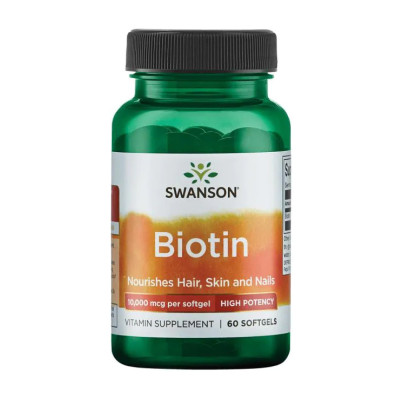 Біотин, Biotin High Potency 10,000 mcg - 60sgels Біотин, Biotin High Potency 10,000 mcg - 60sgels