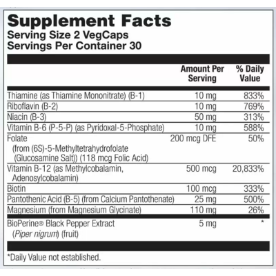 Магній та вітаміни Б від стресу, Stress B Magnesium Glycinate - 60 vcaps