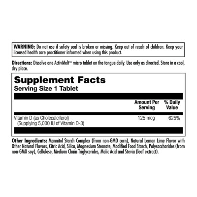 Вітамін Д3, D-3 5000 IU 125mcg - 90 tabs Lemon Lime