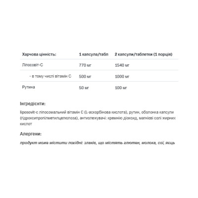 Ліпосомальний вітамін С, Health & Care Lipomax-C - 60 caps