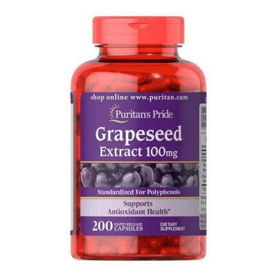 Екстракт виноградних кісточок, Grapeseed Extract 100mg - 200caps Екстракт виноградних кісточок, Grapeseed Extract 100mg - 200caps