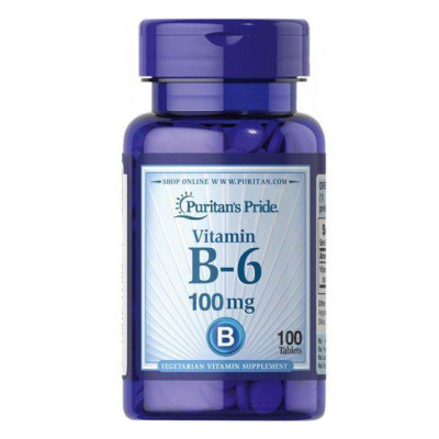 Вітамін Б-6, Vitamin B-6 (Pyridoxine Hydrochloride) 100mg - 100tabs Вітамін Б-6, Vitamin B-6 (Pyridoxine Hydrochloride) 100mg - 100tabs