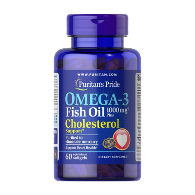 Омега-3, Omega-3 Fish Oil Plus Cholesterol Support - 60 softgels Омега-3, Omega-3 Fish Oil Plus Cholesterol Support - 60 softgels