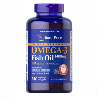 Омега-3, Omega-3 Triple Strength1360 mg (950 mg Active Omega-3) - 240 softgels Омега-3, Omega-3 Triple Strength1360 mg (950 mg Active Omega-3) - 240 softgels