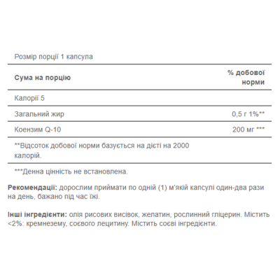 Коензим Q10, CO Q-10 200mg - 120softgels