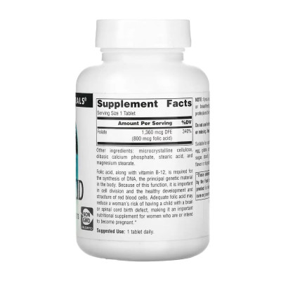 Фолієва кислота, Folic Acid 800 mcg - 200 tabs