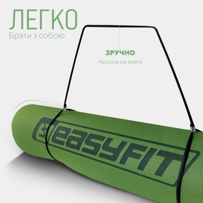 Килимок для йоги та фітнесу EasyFit TPE+TC 6 мм двошаровий зелений-сірий