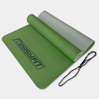 Килимок для йоги та фітнесу EasyFit TPE+TC 6 мм двошаровий зелений-сірий