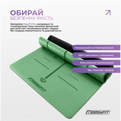 Килимок для йоги професійний EasyFit Pro каучук 5 мм Зелений