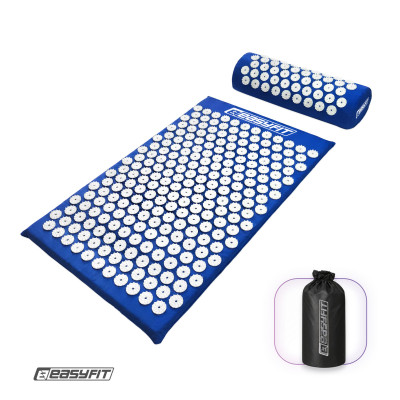 Масажний килимок EasyFit з подушкою (аплікатор Кузнєцова) + чохол Синій з білим