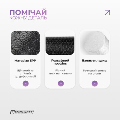 Масажний ролик EasyFit LightWeight 33×14 см з масажером для стоп 33×6 см