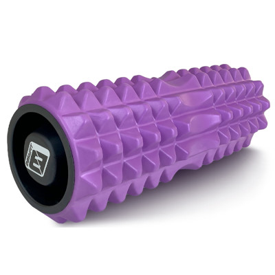 Масажний ролик EasyFit Grid Roller 33 см v.1.2 із заглушками з обох сторін (фіолетовий)