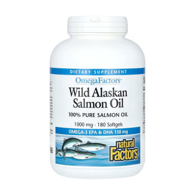 Жир дикого аляскинського лосося, Wild Alaskan Salmon Oil 1000mg - 180 softgels