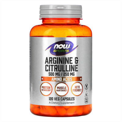 Аргінін та Цитрулін, Arginine 500mg Citruline 250mg - 120 vcaps Аргінін та Цитрулін, Arginine 500mg Citruline 250mg - 120 vcaps