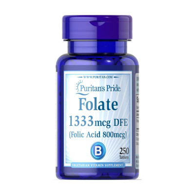 Фолат (Фолієва кислота), Folate 1333 mcg DFE - 250 tabs Фолат (Фолієва кислота), Folate 1333 mcg DFE - 250 tabs