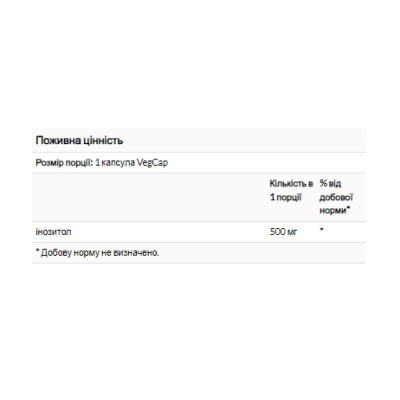 Інозитол, Inositol 500mg - 100 vcaps