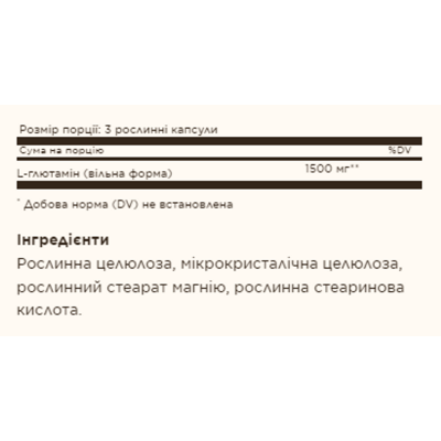 Л-Глютамін, L-Glutamine 500mg - 100 vcaps
